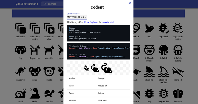 Material UI v4/5 icons project image